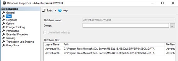 Properties in SSMS